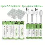 USB Rechargeable AAA Batteries, [1.5V, 4-Pack] 1300mWh Lithium Battery with Type C Cable, 1000+ Cycles Triple A Batteries for Remote Controls, Wireless Mouse, LED Flashlights.
