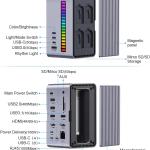 Hagibis USB C Docking Station Dual Monitor, LED Strip Light USB-C Hub Type-C Adapter with HDMI, M.2 SSD Enclosure, 100W Power Delivery, USB 3.1, Ethernet, SD/TF for MacBook Air Pro, Laptop (U100 Pro)