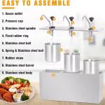 Commercial 3 Bucket Stainless Steel Table Top Ketchup Dispenser